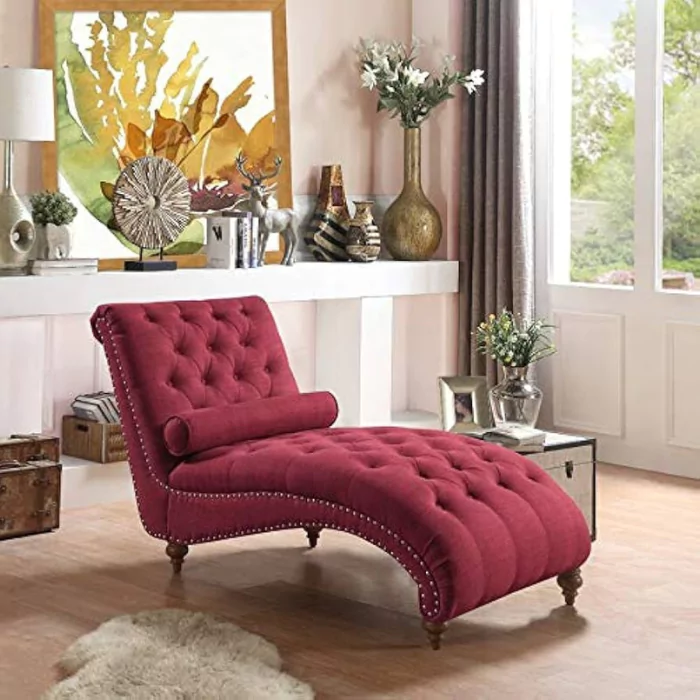 Luxe Red Velvet Lounger Sofa